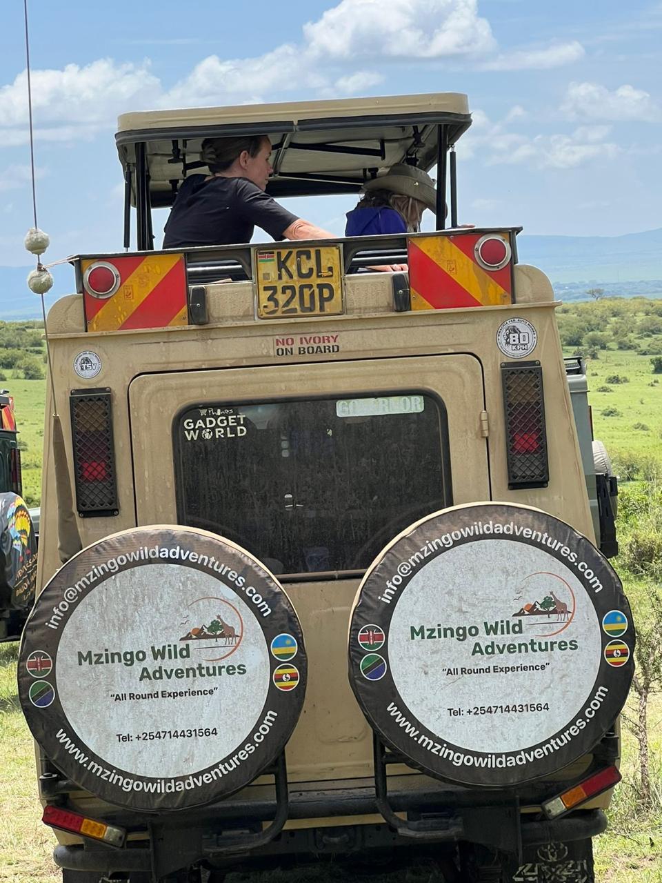 Close-up of a Mzingo Wild Adventures branded safari vehicle